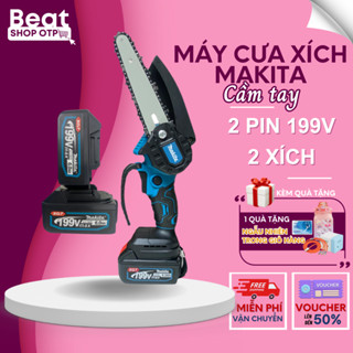 Máy Cưa Xích Cầm Tay MAKITA 2 Xích, 2 Pin 199V 6Ich, Máy Cưa Mini Tiện Dụng Cho Gia Đình