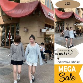 Áo phông kẻ sọc CHAO CHAO áo phông nữ kẻ sọc cổ tròn cotton 100% dễ mặc dễ phối đồ đi chơi đi làm đều ok TO9