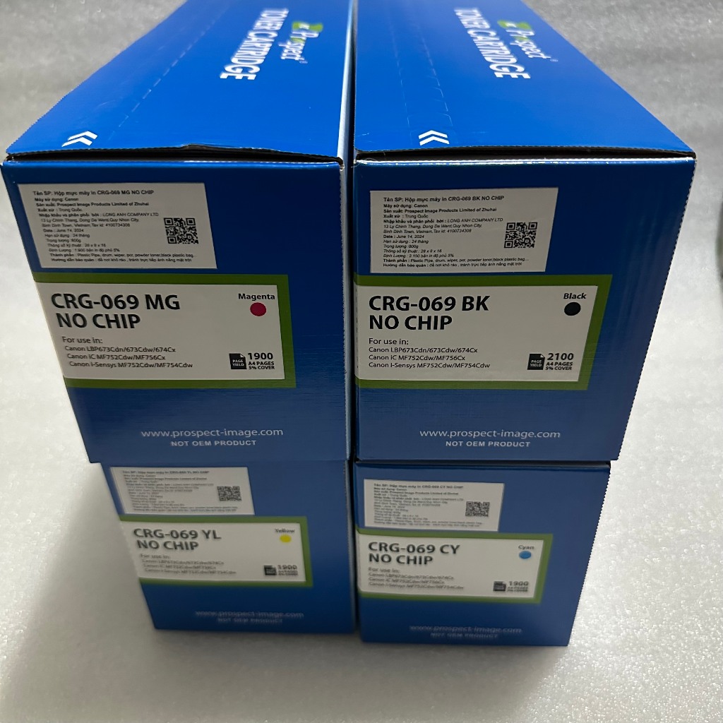 Hộp mực Prospect 069 KHÔNG CHÍP dùng cho máy Canon LBP 673Cdw/ 674Cx/ MF752Cdw/ 754Cdw PHẢI LẤY CHÍP