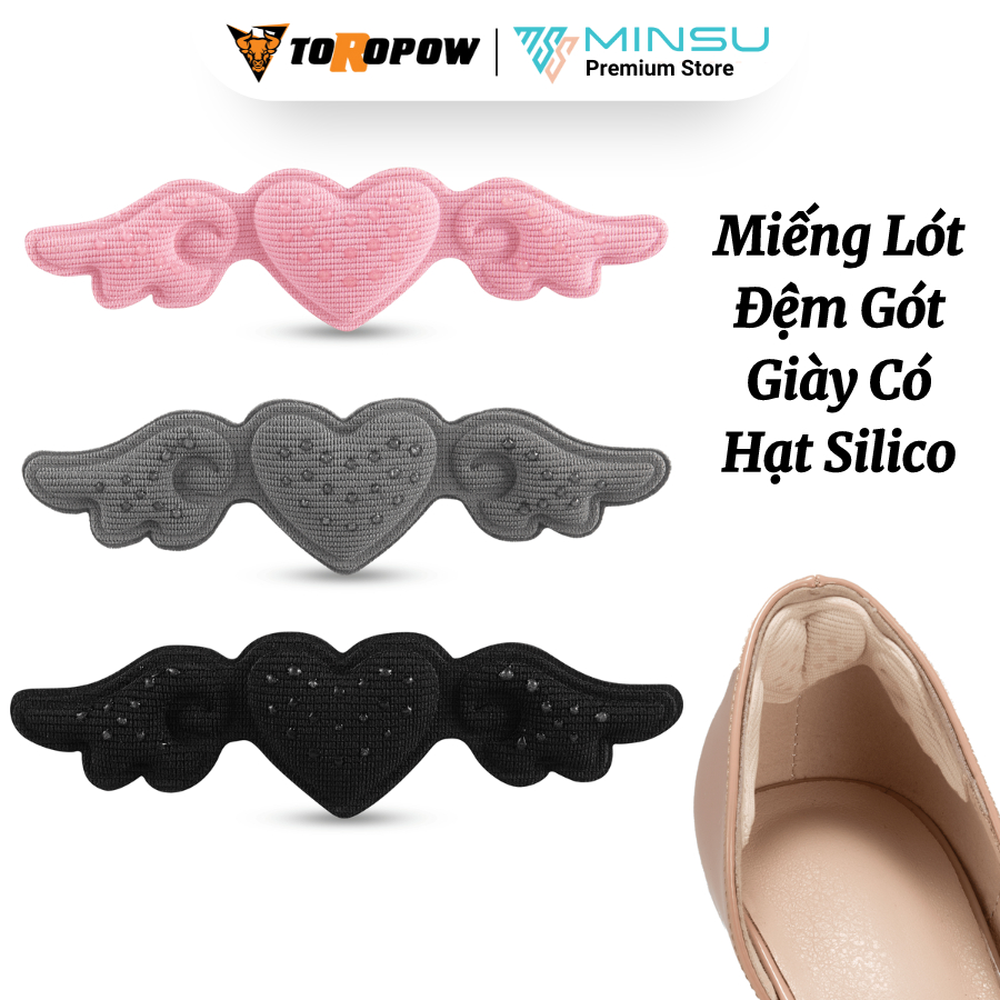 Miếng Lót Đệm Gót Giày Có Hạt Silicon Bảo Vệ MINSU M5519, Bảo Vệ Gót Chống Trầy, Rớt Gót Giày, Giảm Size Giày Cao Gót