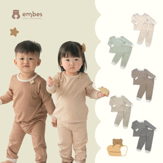 Bộ Cotton Dài Tay Embes, Bộ Thu Đông Cho Bé Trai Bé Gái Chất Cotton Thoáng Mát Size 8kg Đến 17kg