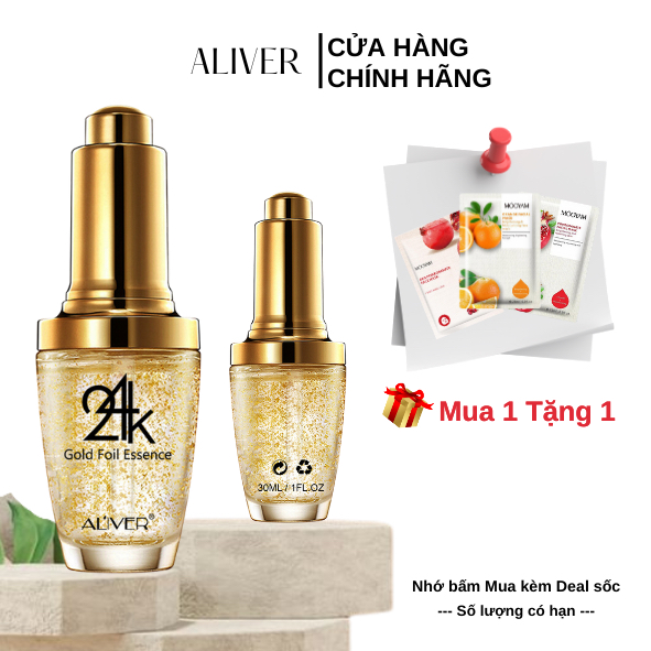Serum Dưỡng Ẩm Làm Trắng Da Mặt Vàng 24K ALIVER