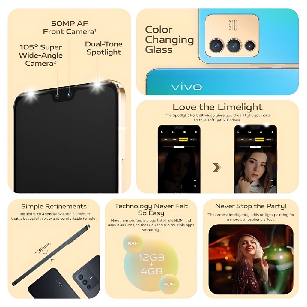 Điện Thoại Vivo V23 5G 8 GB RAM/256GB - Hàng Chính Hãng | BigBuy360 - bigbuy360.vn