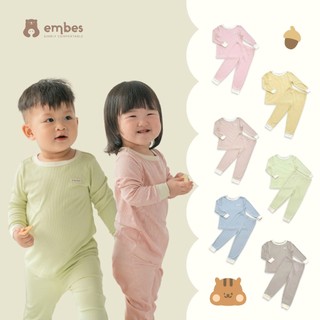 Bộ Dài Tay Cho Bé Embes, Bộ Quần Áo Thu Đông Bé Trai Bé Gái Chất Thun Tăm Mềm Mát Size Từ 8kg-19kg