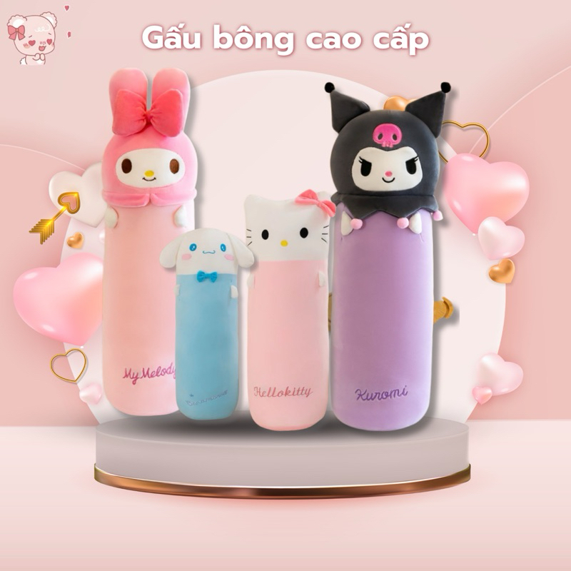 Gối ôm cho bé hình Kuromi, My Melody, Cinnamoroll siêu đáng yêu, gấu bông cute cao cấp chất tuyết nhung êm ái mềm mại