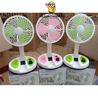 Quạt tích điện để bàn gấp gọn có đèn led kc-5811