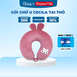 Gối chữ U Cecila tai thỏ có cúc cài sợi bông mềm mại chống mỏi vai gáy tạo cảm giác thoải mái dùng  cho văn phòng