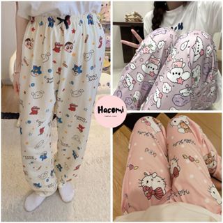 Quần dài hoạt hình ống rộng nhiều họa tiết - Quần mặc nhà dễ thương chất kate mềm