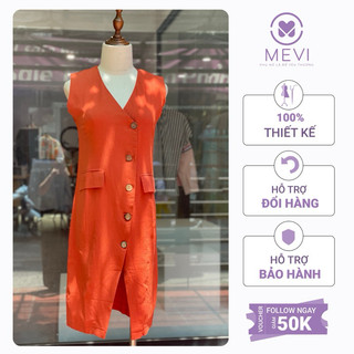 Váy ba lỗ cổ V màu cam dáng suông thời trang MEVI Mái Em _V6069