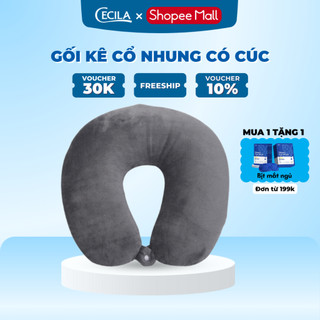 Gối kê cổ chữ U bọc nhung có cúc cài chống mỏi cổ tạo cảm giác thoải mái