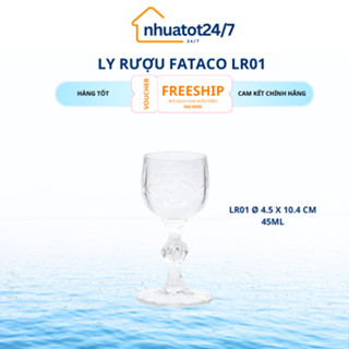 Ly rượu, ly uống rượu vang trong suốt cao cấp chất liệu melamine thương hiệu fataco, thiết kế họa tiết in nổi tinhtế A19