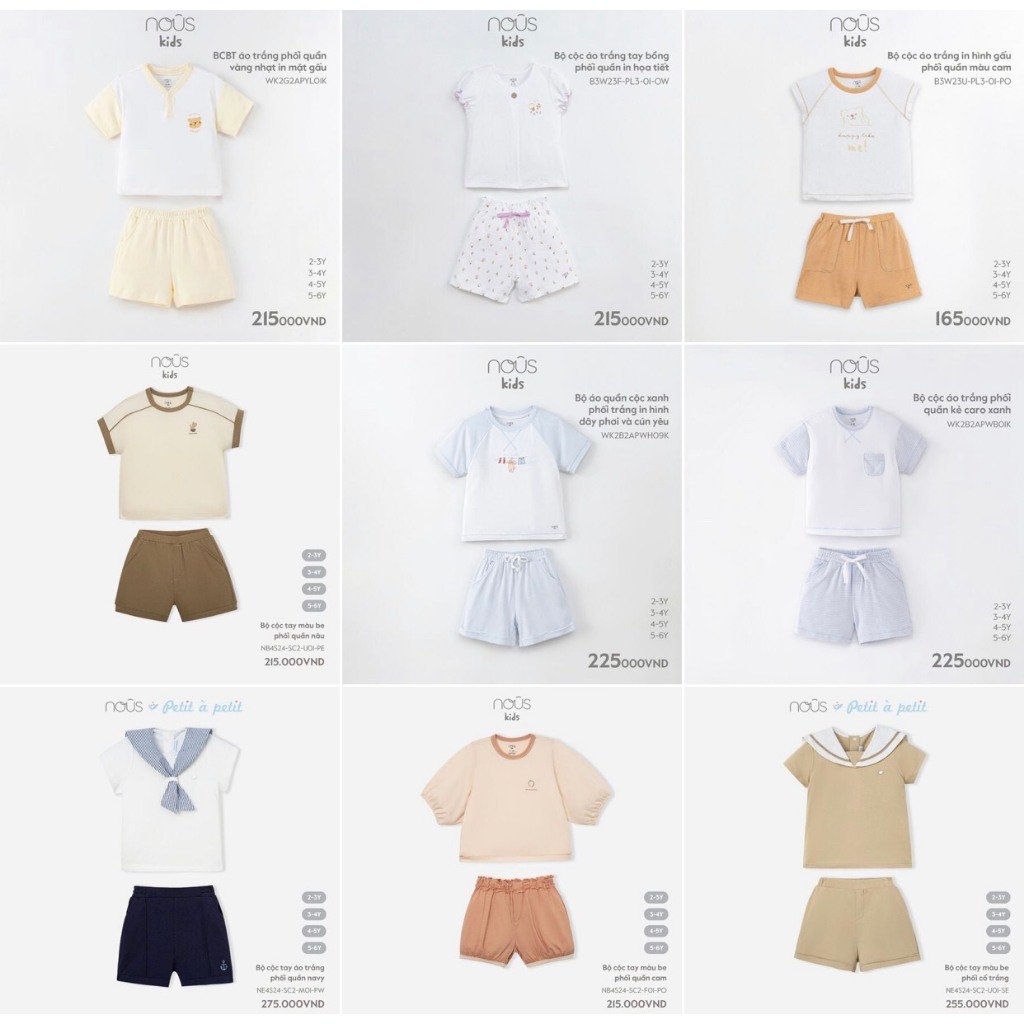 NOUS PARTY - Bộ đồ Nous Kids cho bé trai bé gái 2025 - 12A -F.T8A - 12A - NF17A