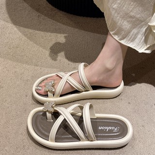 Dép kẹp ngón quai cao su PU gắn Charm Đá, dép nữ xỏ ngón gắn charm đá Đức Phúc