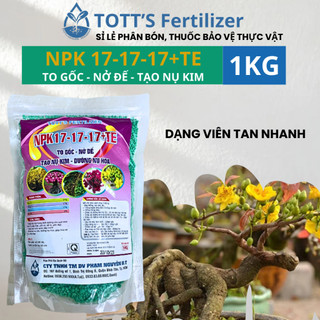 Npk 17-17-17 + te gói 1kg, siêu nở gốc mai, phì gốc mai và cây kiểng