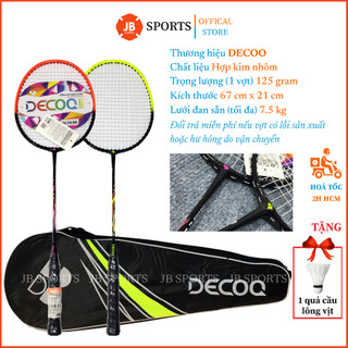 Bộ vợt cầu lông chính hãng decoo c011, cặp vợt cầu lông tốt nhẹ dây căng trợ lực