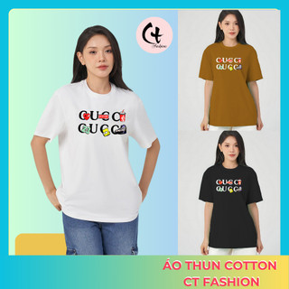 Mã 042 - Áo Thun Nữ Cotton Co Giãn Tôn Dáng, Mịn Mát, Thấm Hút Mồ Hôi, Phối Hình In Nổi