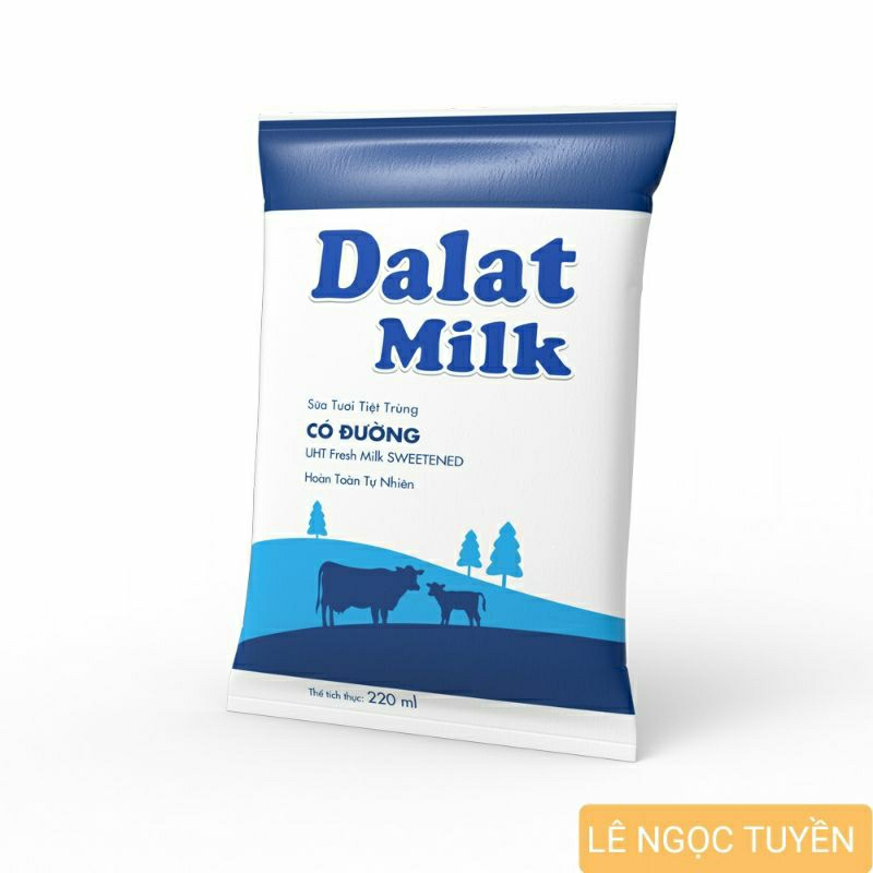 Sữa tươi tiệt trùng Dalat Milk có đường 220ml