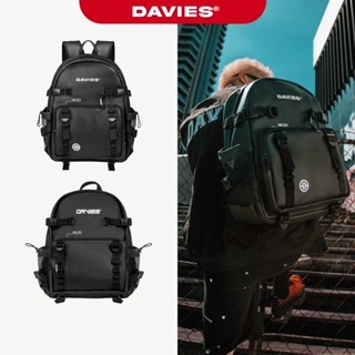 Balo da đi học nhiều ngăn DAVIES nam nữ màu đen Leather Tactical Backpack