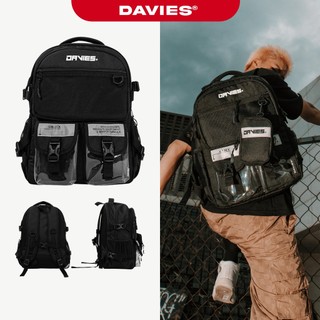 Balo đi học phản quang DAVIES nam, nữ màu đen nhiều ngăn Black Warrior Backpack | D-P33