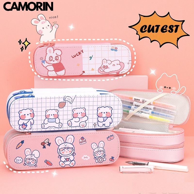 Hộp đựng bút 2 ngăn chống thấm nước nhiều mẫu đáng yêu, Túi đựng bút nhiều ngăn cho bé đi học cỡ lớn