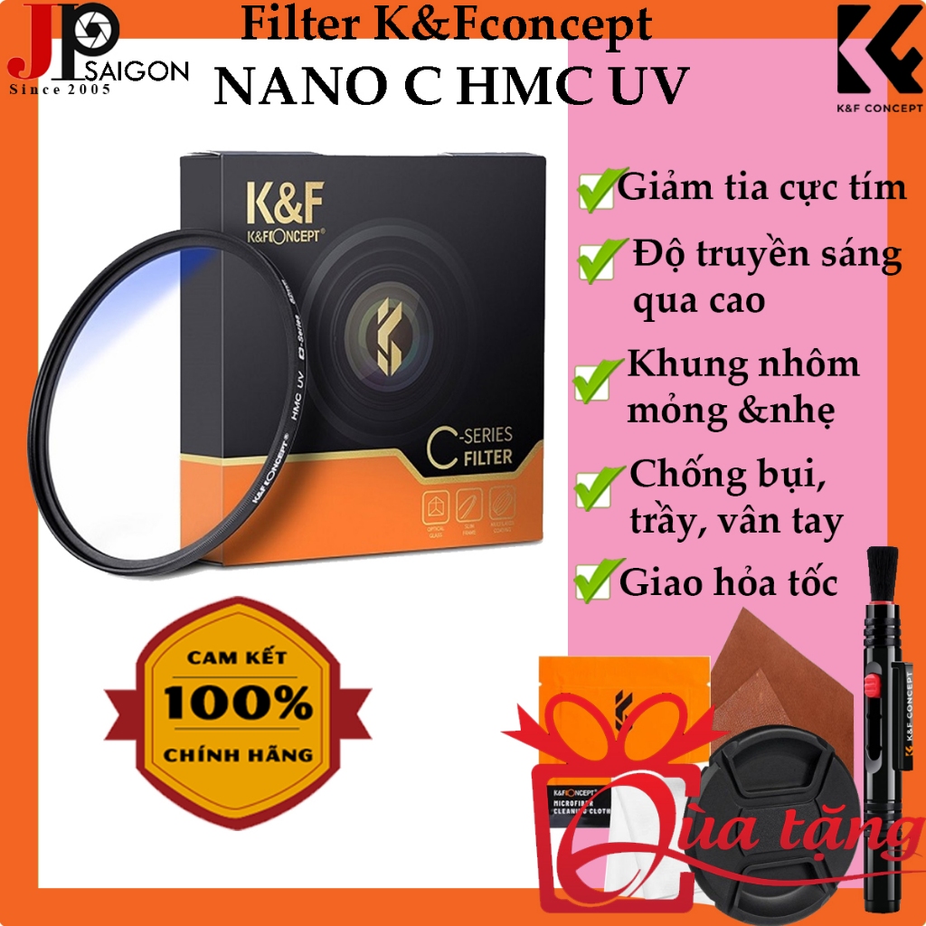 Kính lọc K&F Concept Series NANO-C UV, Chính Hãng + Quà Tặng