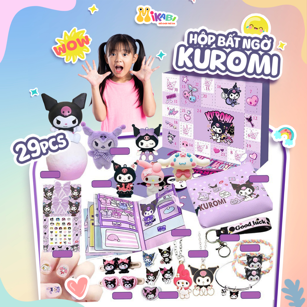 Bộ Đồ Chơi Hộp Quà Bất Ngờ Kuromi 29 Chi Tiết, Pony Thiết Kế Dễ Thương Phiên Bản Nâng Cấp Dành Cho Bé - Đồ Chơi MIKABI