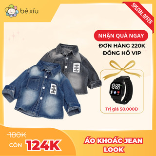 Áo khoác sơ mi jean bé trai chất bò mềm LOOK phong cách Hàn Quốc, bền đẹp, thoáng mát đồ cho bé từ 8-28Kg by BÉ XÍU A111