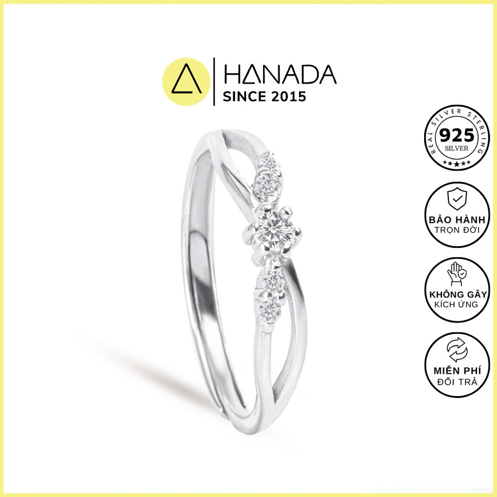 [BẠC 925-BH TRỌN ĐỜI]Nhẫn BẠC 925 HANADA Chéo Vô Cực Chéo Vô Cực  Đính Đá Đơn Giản Nữ 1788 N10