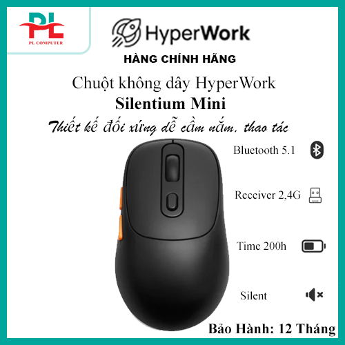 Chuột không dây CTH HyperWork Silentium MS01-kết nối bluetooth/2.4G (USB-A/USB-C)-Hàng Chính Hãng | BigBuy360 - bigbuy360.vn