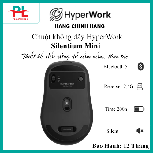 Chuột không dây CTH HyperWork Silentium MS01-kết nối bluetooth/2.4G (USB-A/USB-C)-Hàng Chính Hãng | BigBuy360 - bigbuy360.vn