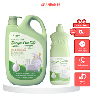 Nước rửa chén sinh học tinh chất sữa gạo Min Min Care, nước rửa chén min min làm sạch đánh bay dầu mỡ, siêu sạch rubykid