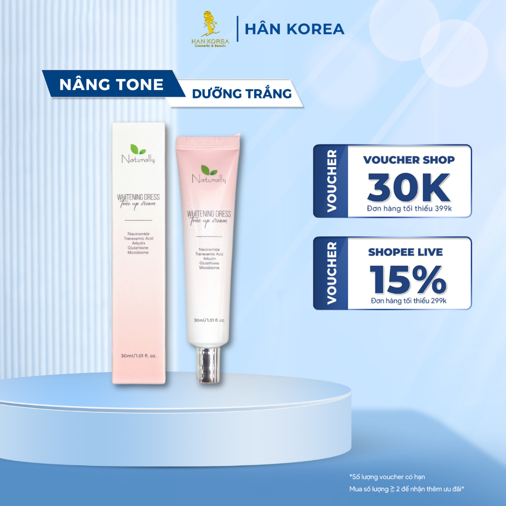Kem Nâng Tone Naturally Whitening Dress Tone-Up Cream 30ml giúp dưỡng trắng, nâng tone - Hân Korea