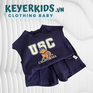 Set quần áo ba lỗ cho bé trai Keyer Kid, chất liệu cotton xuất from chuân, hình in sắc nét, đáng yêu