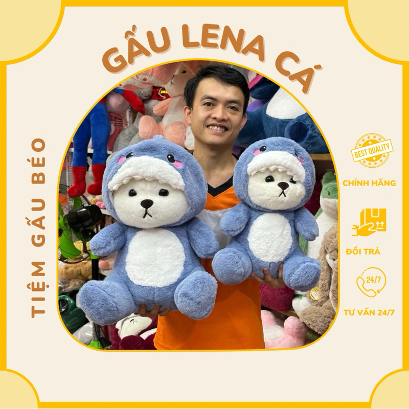 Gấu Bông Teddy Lena, gấu bông lena cá mập- hàng nhập khẩu