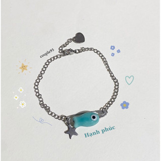  Vòng tay Safety Pin kết hợp Cá EvilEye gốm xinh xắn thép không gỉ 