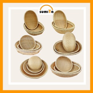 Rổ, rổ tre, rổ mây tre đan, viền mây cao cấp dùng đựng thực phẩm, trái cây, decor - Sumiya