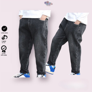  Quần Jean HB Dài Cho Bé Trai Từ 27-46Kg Co Giãn Màu Xám Đen Quần Jean Dài Bé Đi Học Đi Chơi