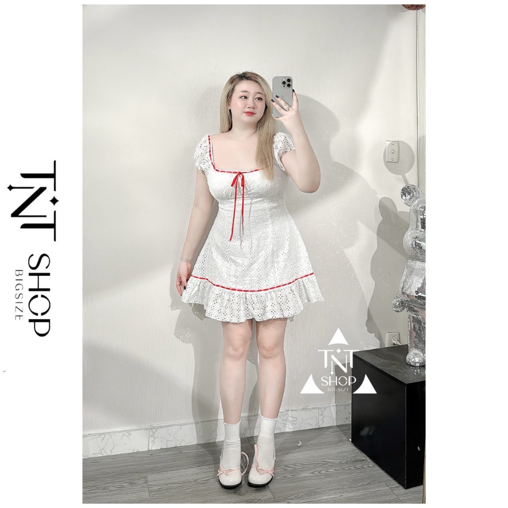 VÁY NỮ BIGSIZE COQUETTE RUY BĂNG ĐỎ [TNT SHOP BIGSIZE 60KG 90KG]