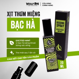 Xịt Thơm Miệng Kissing Spray Wolf ON Hương Excited Mint X3 Bạc Hà The Mát Sảng Khoái Nhỏ Gọn 20ml