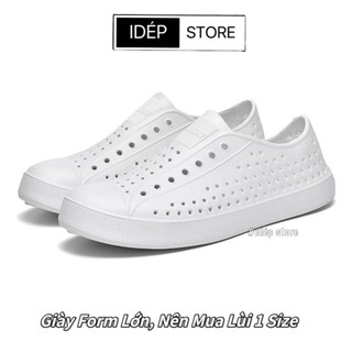  Giày lười giày nhựa TRẮNG đi mưa nam nữ iDEP GL025 chất EVA siêu nhẹ lỗ tổ ong thoáng khí chống nước 