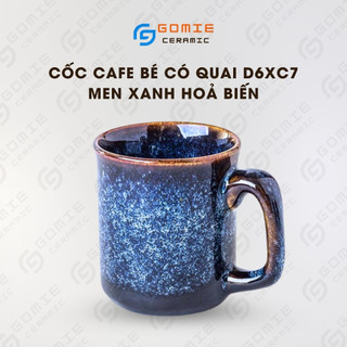Cốc Cafe bé có quai men xanh hỏa biến D6XC7 - Gốm Sứ Bát Tràng