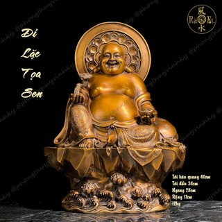 Đức phật di lặc tọa sen vàng - tượng đồng thờ cúng