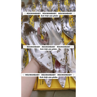 Có sẵn Hàng loại 1 lùi 1 size Giày búp bê đính đá bling bling phong cách Nertro trẻ trung xinh xắn