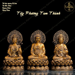  Tây Phương Tam Thánh ngồi - Tượng Đồng Thờ Cúng 