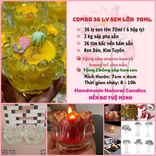 Combo 36 ly sen lớn làm nến bơ cúng dường 70ml