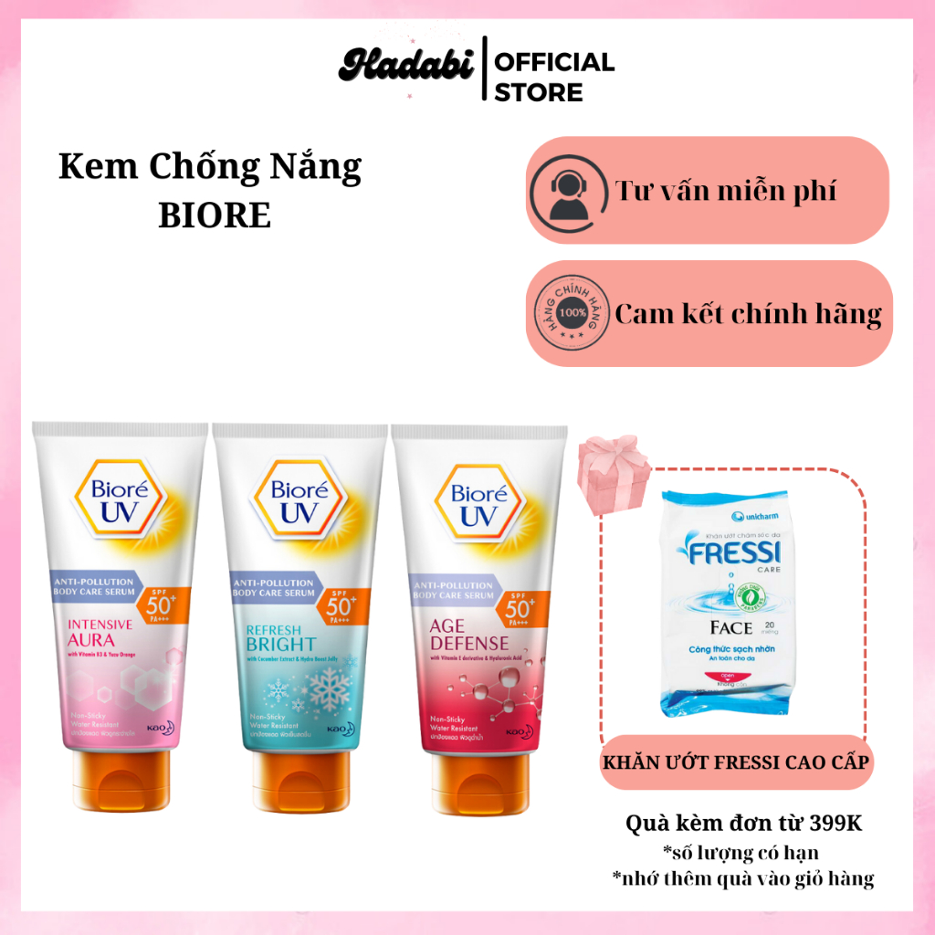 Serum Chống Nắng Body Biore SPF50/PA+++, Kem Chống Nắng Biore UV Body Intensive White SPF50