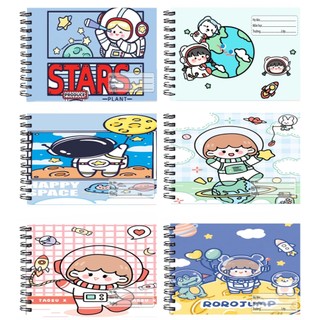 Vở vẽ phi hành gia lò xo A5 VV5I22 20 tờ kikikaikai hoa mặt trời hoạt hình cute dễ thương
