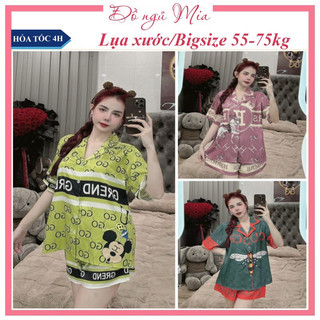 Bigsize 55-75kg đồ ngủ đồ bộ mặc nhà Pijama đùi xước Bigsize lụa xước cao cấp