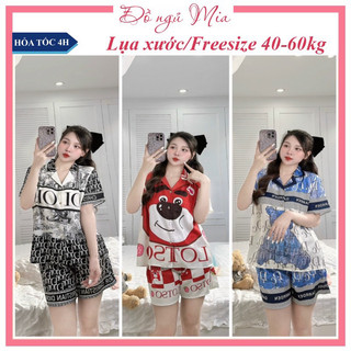 Đồ ngủ mặc nhà - pijamas đùi lụa xước cao cấp