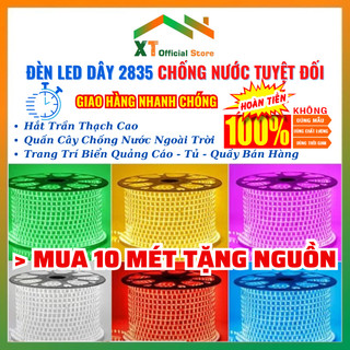 Dây Led Hắt Trần 2 Hàng 2835 Trang Trí Quấn Cây Chống Nước Màu Trắng,Vàng,Xanh,Đỏ,Cục Nguồn(giá1mét)